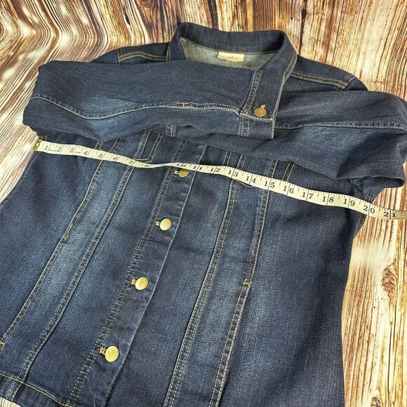 J Jill Womens Size Small Blue Jean Trucker Jacket Denim Coat Button Up Stretch - Picture 5 of 9